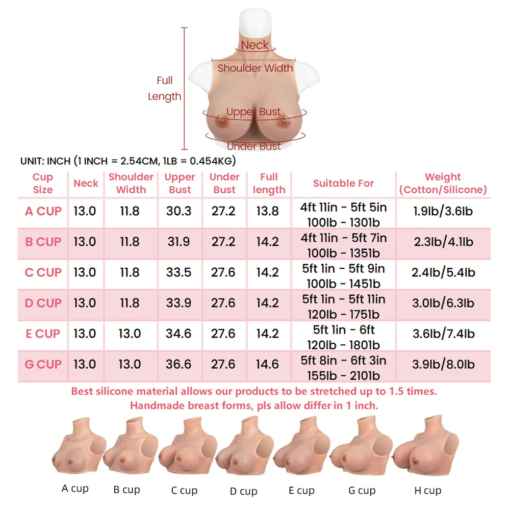 B-G Cup Realistic Skin Tone Silicone Breast Forms - Image 4