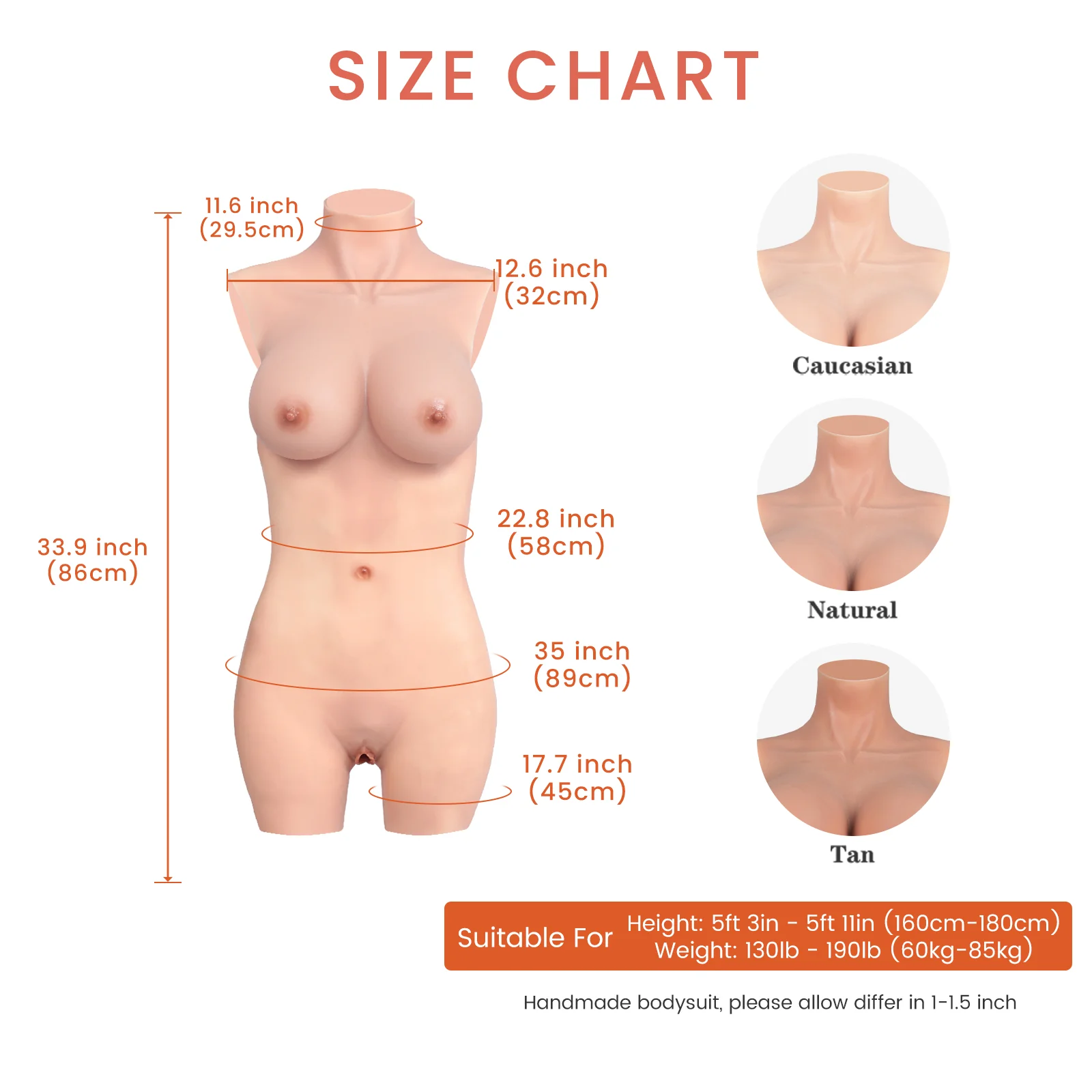 D Cup Silicone Bodysuit Realistic Clavicle - Image 5