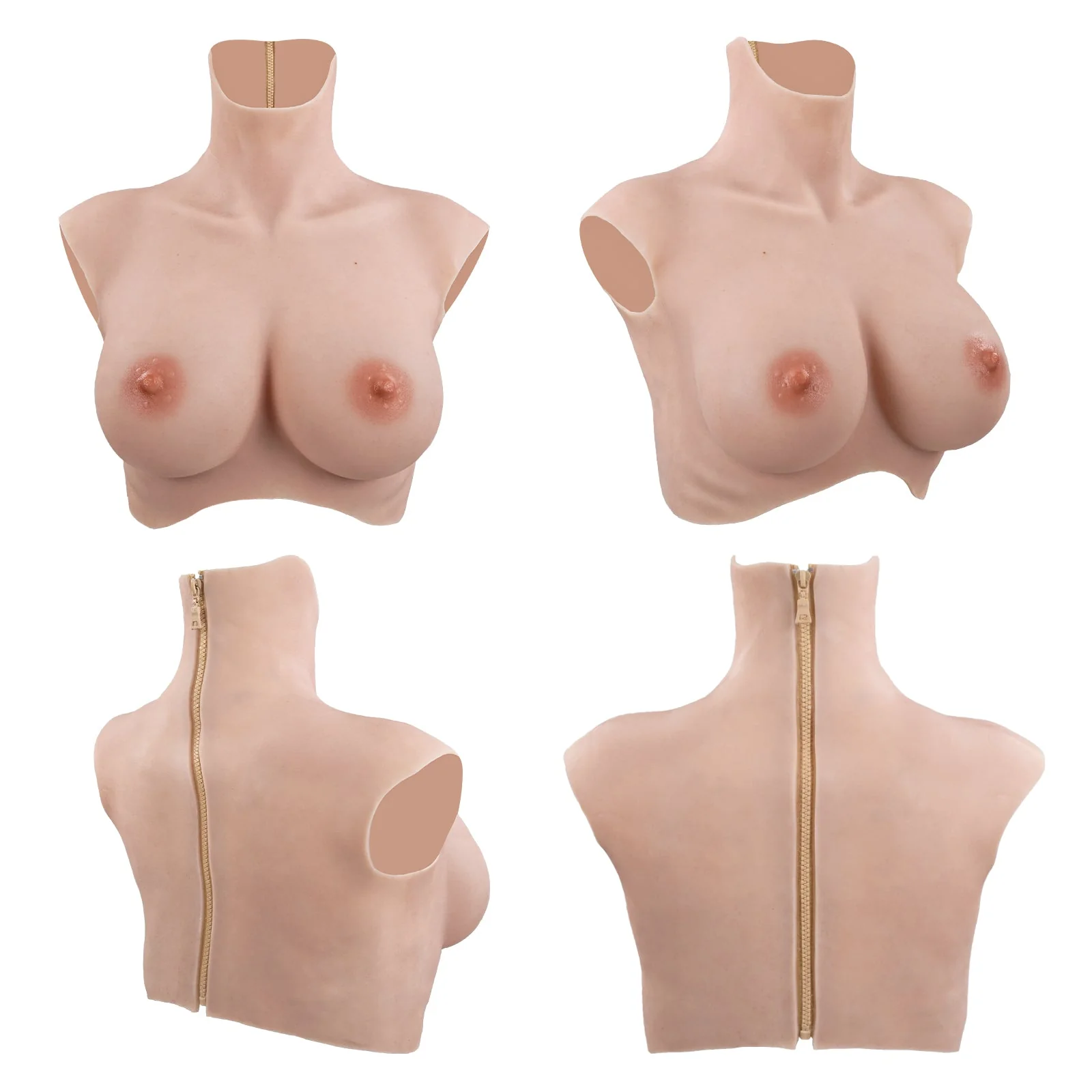 D Cup Silicone Breastplate with Mould Line Removal Enlarged Areola Back Zipper 8G - Image 2