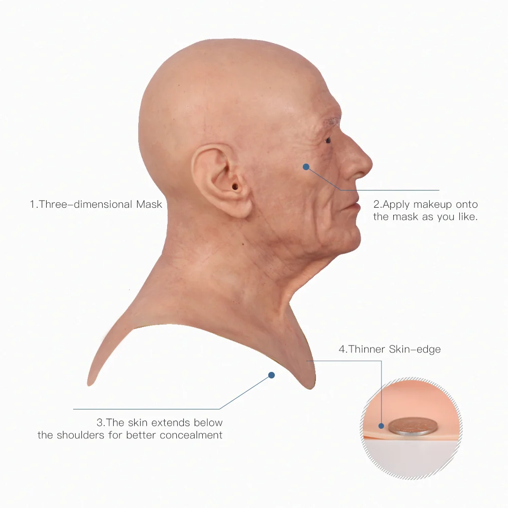 Dees Silicone Old Man Head Mask - Image 4