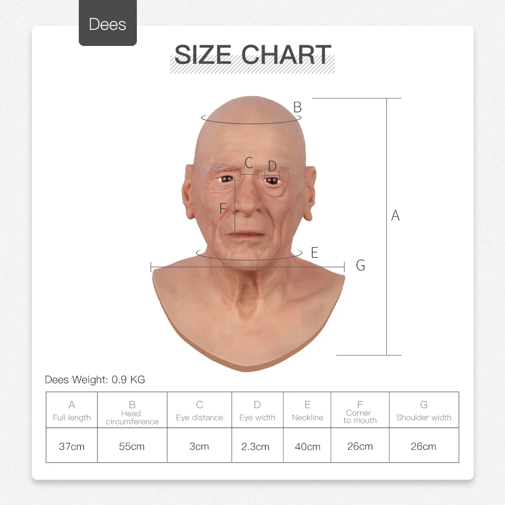 Dees Silicone Old Man Head Mask - Image 7