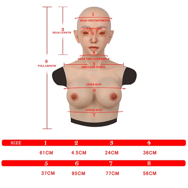 Emily with E Cup Breast Female Silicone Head Mask 7G - Image 5