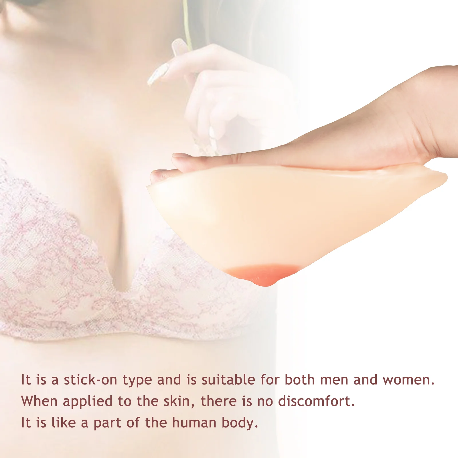 One Pair Adhesive Sticky Silicone Breast Forms for Mastectomy - Image 3