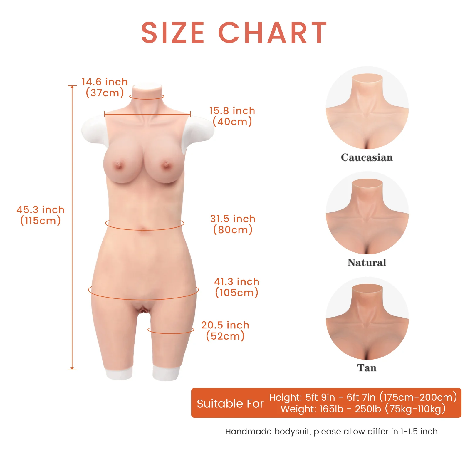 D Cup Silicone Bodysuit Realistic Clavicle - Image 7