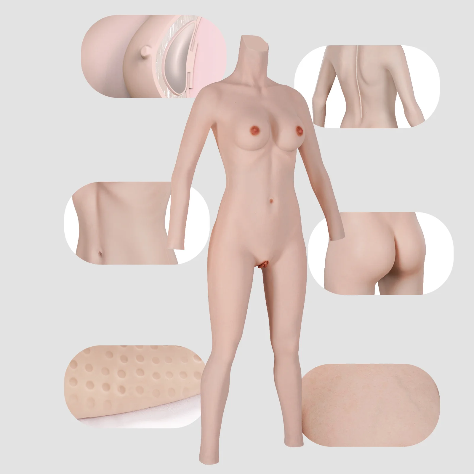 C to E Cup Ankle-length Silicone Bodysuit with Sleeve 8G - Image 3