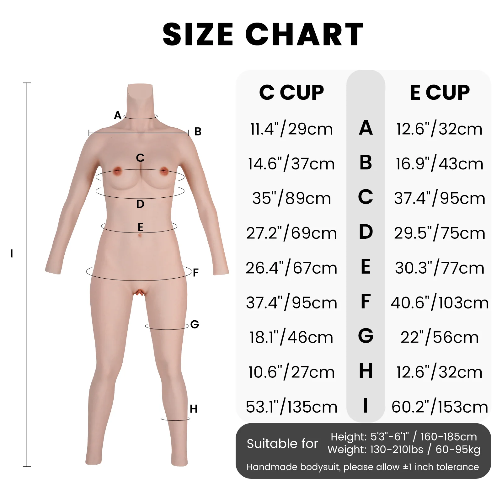 C to E Cup Ankle-length Silicone Bodysuit with Sleeve 8G - Image 6
