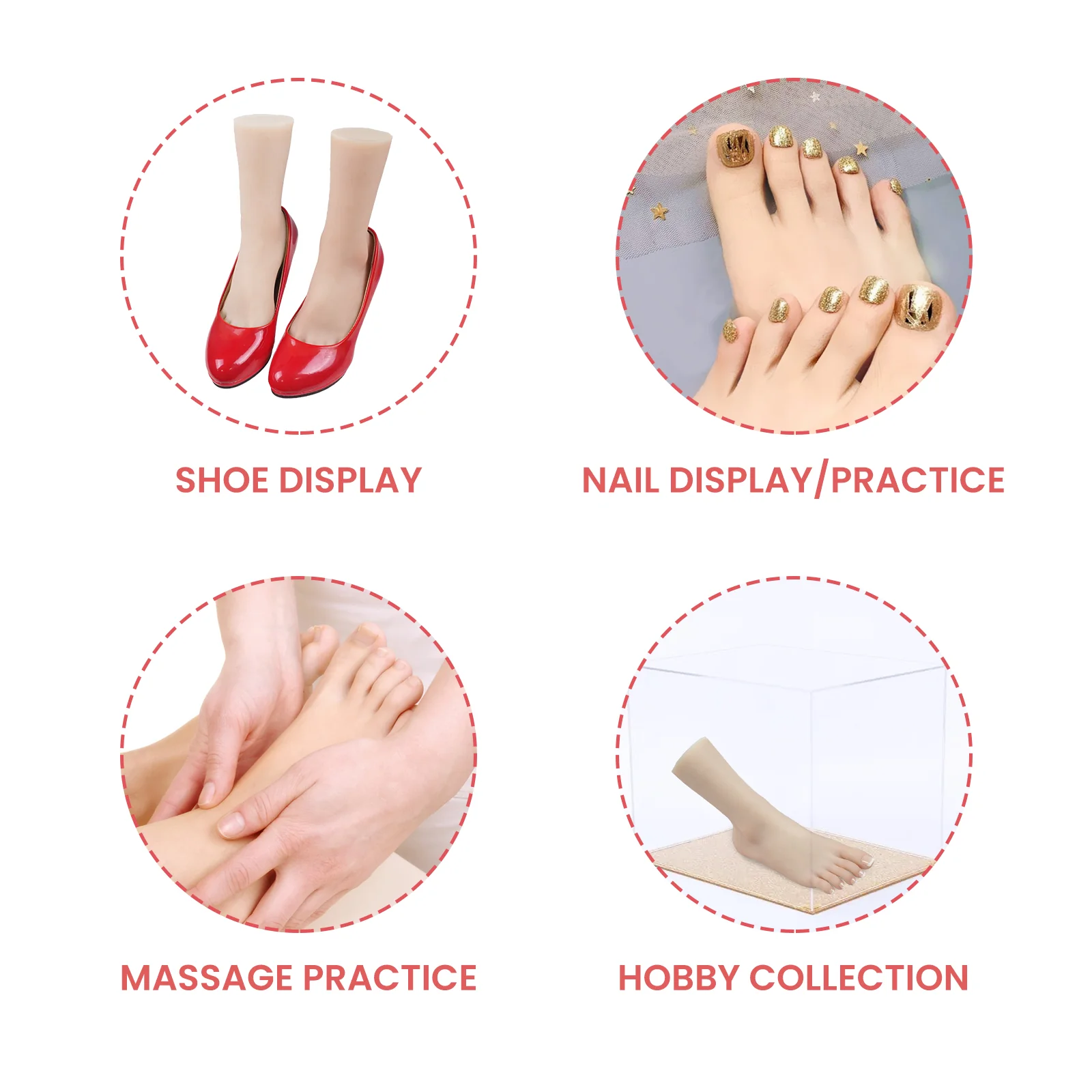 Soft Silicone Lifesize Female Mannequin Foot with Nail Shoes Jewelry Sock Display - Image 6