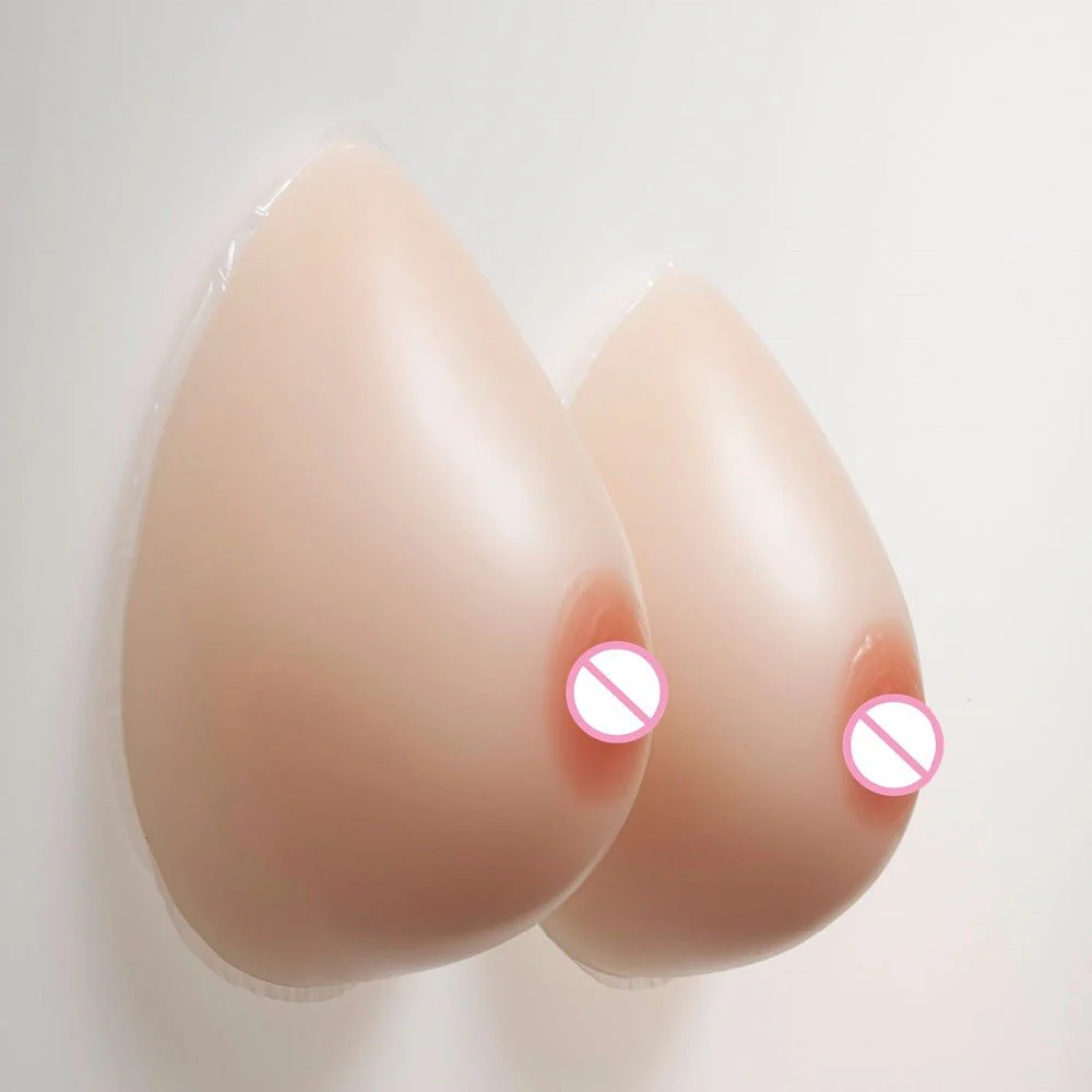 Teardrop Shaped Silicone Breast Forms with Black Pocket Bra - Image 11