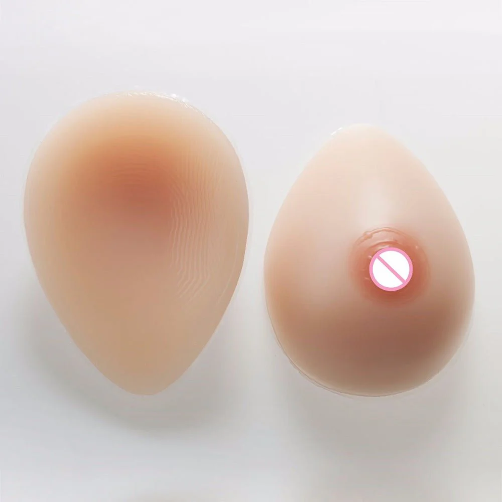 Teardrop Shaped Silicone Breast Forms with Black Pocket Bra - Image 12