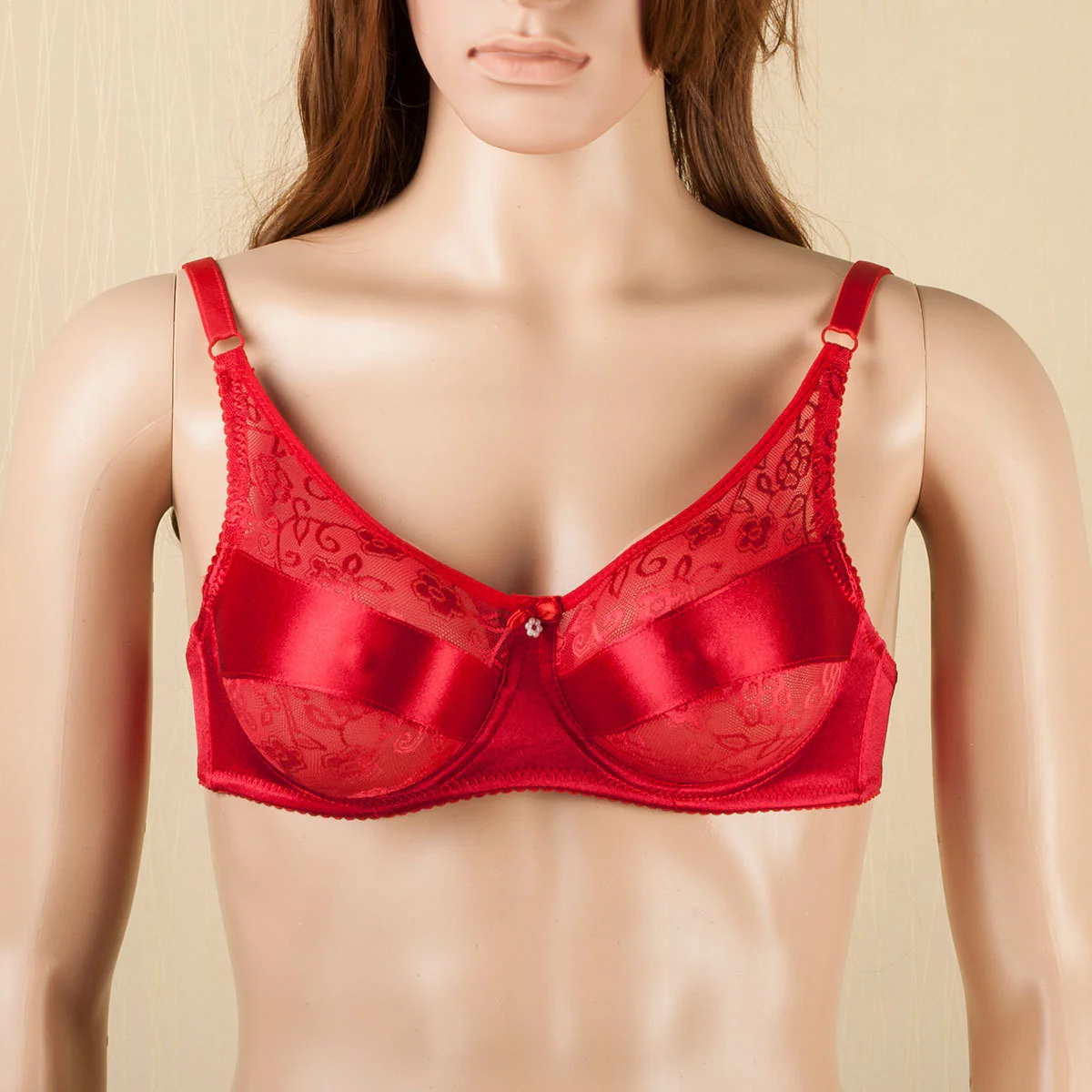 Teardrop Shaped Silicone Breast Forms with Red Pocket Bra - Image 3