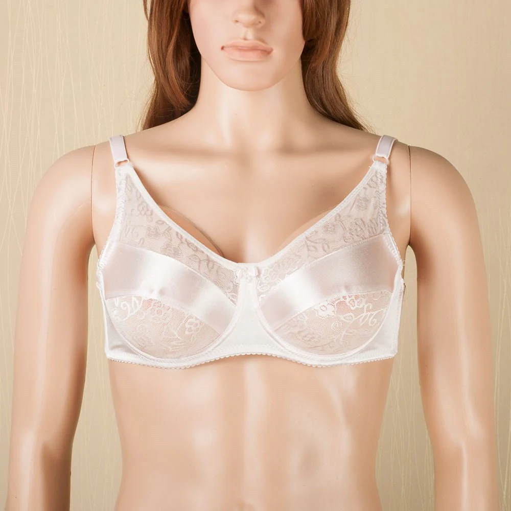 Teardrop Shaped Silicone Breast Forms with White Pocket Bra - Image 3